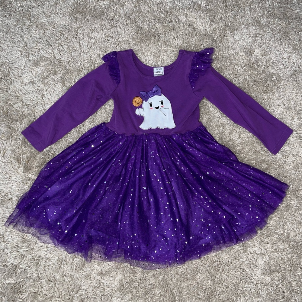 Mia Belle Girls Size 6 Purple Ghost Dress